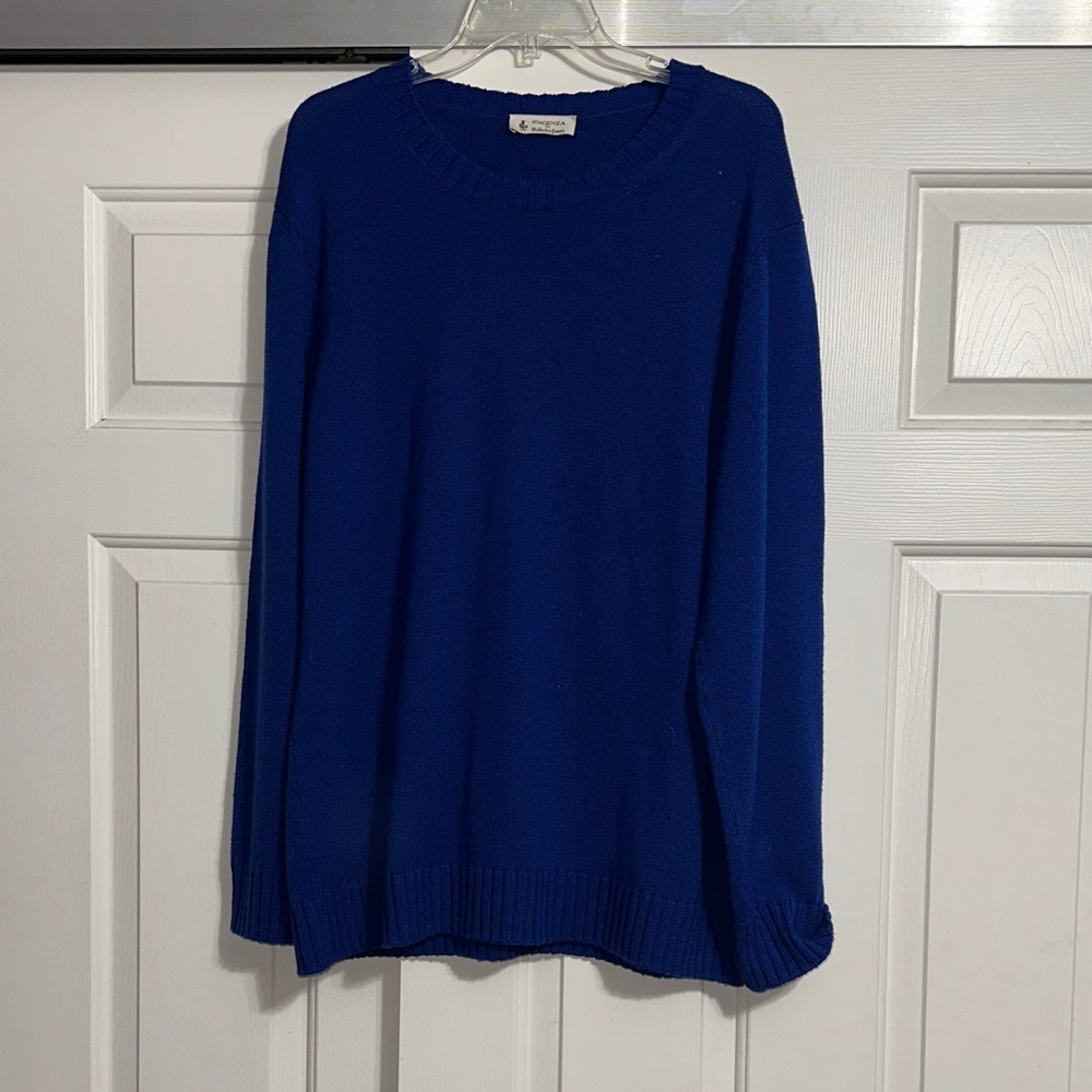 Piacenza for Bullock & Jones Blue Virgin Wool Crewneck Sweater